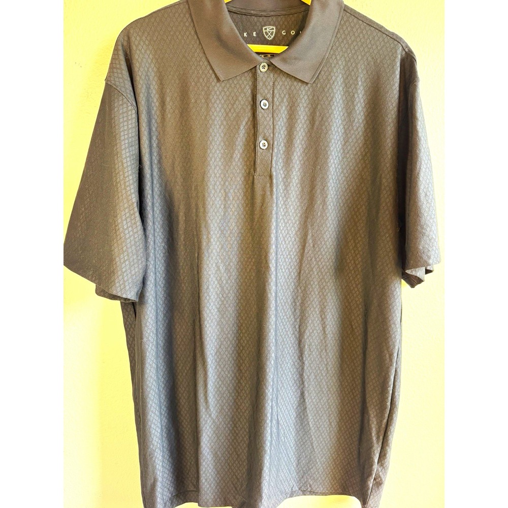 Nike Golf NikeFIT DRY Men's Polo Shirt XL Black Diamond Pattern Stretch SS